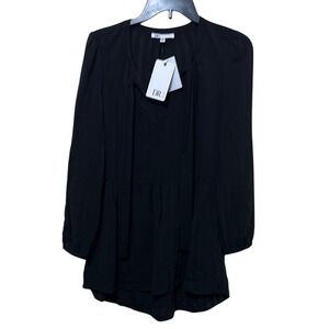 DR2 Black Pleated‎ 3/4 Sleeve Blouse